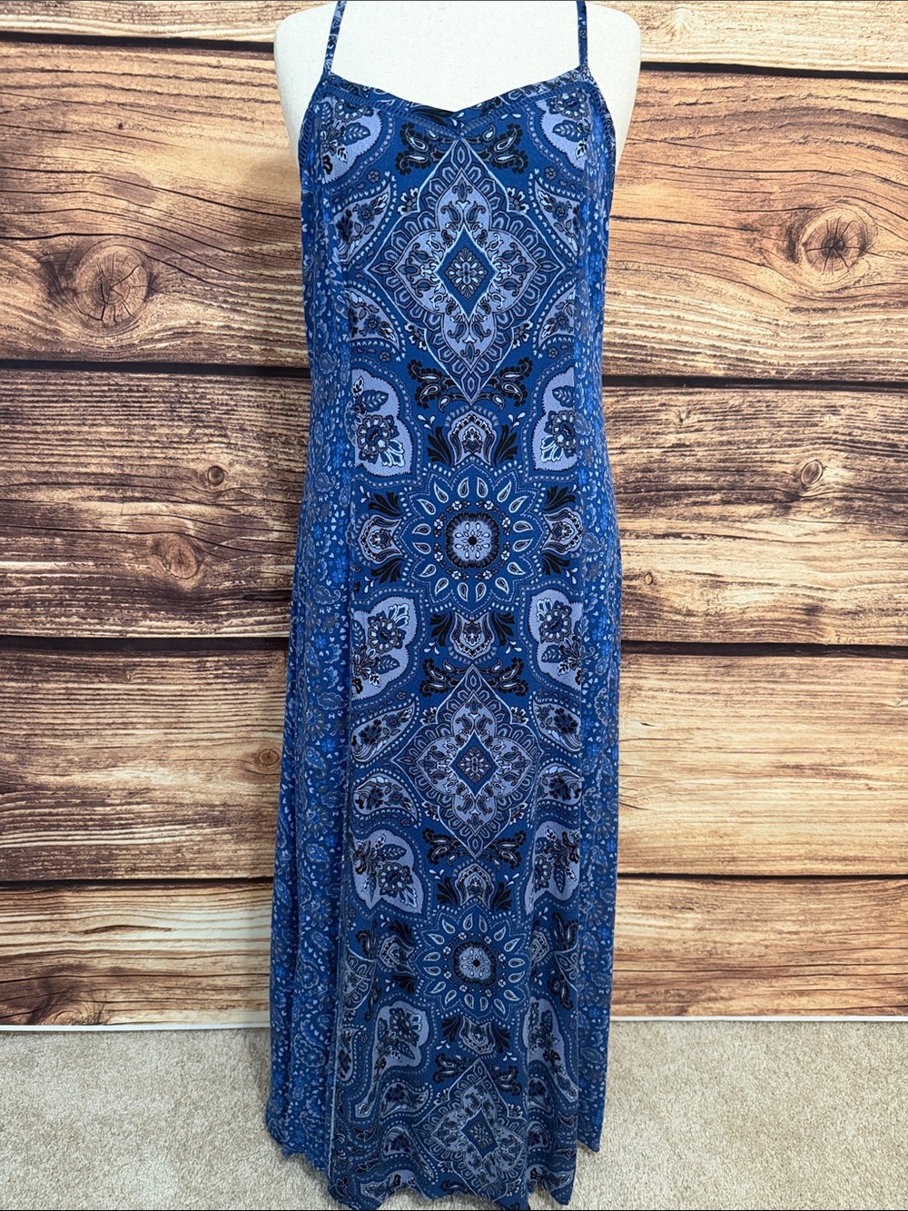 Idyllwind Blue Paisley Print Maxi Slip Dress